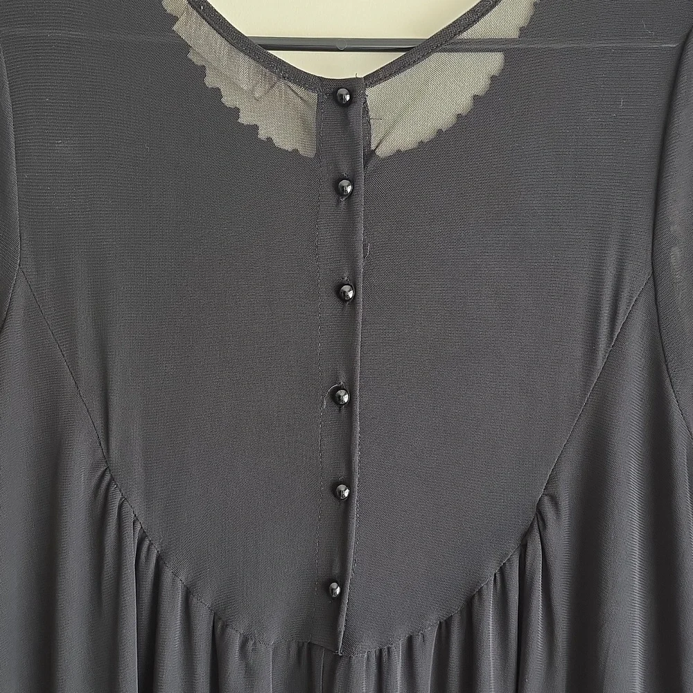 Altar'd State Black Crochet Lace Bell Sleeve Boho Mini Dress - Picture 9 of 13